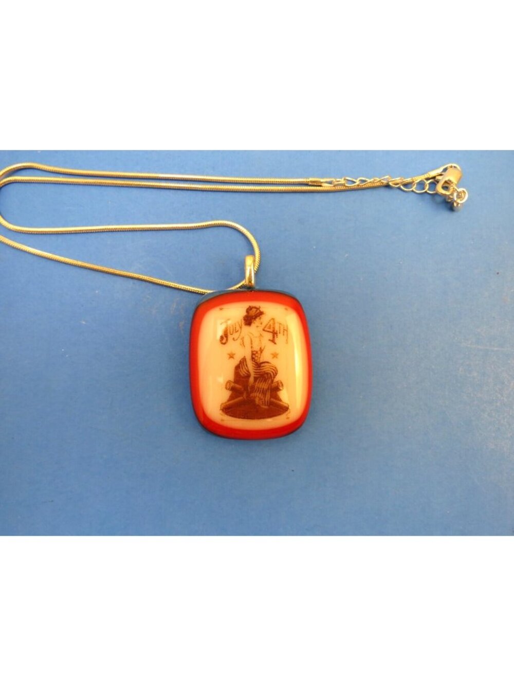 Patriotic 4th of July Jewelry Charm Necklace Pendant Handmade